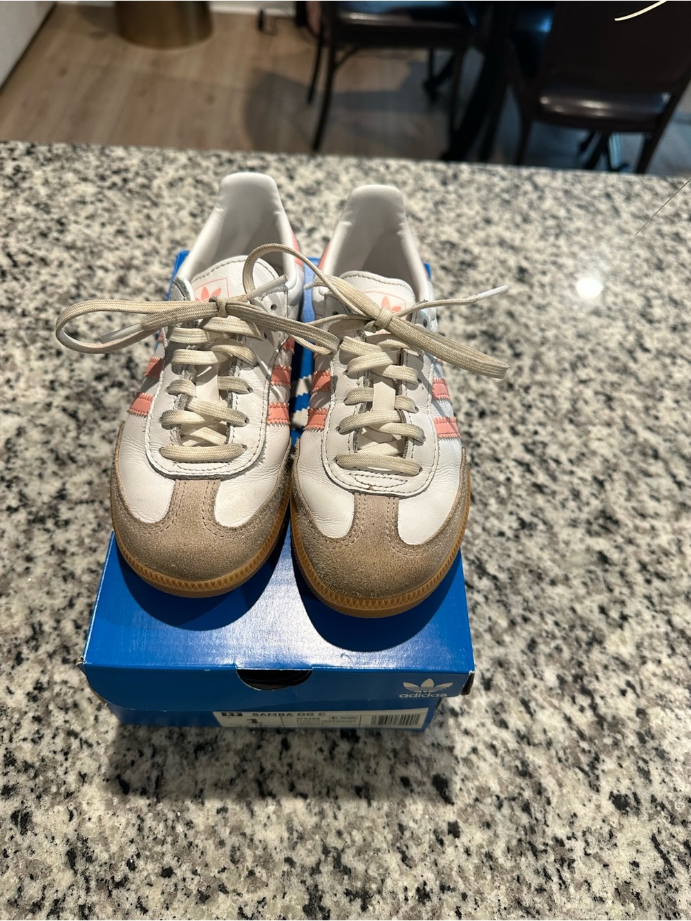 adidas Kids White, Tan, Pink & Blue Retro Sneakers